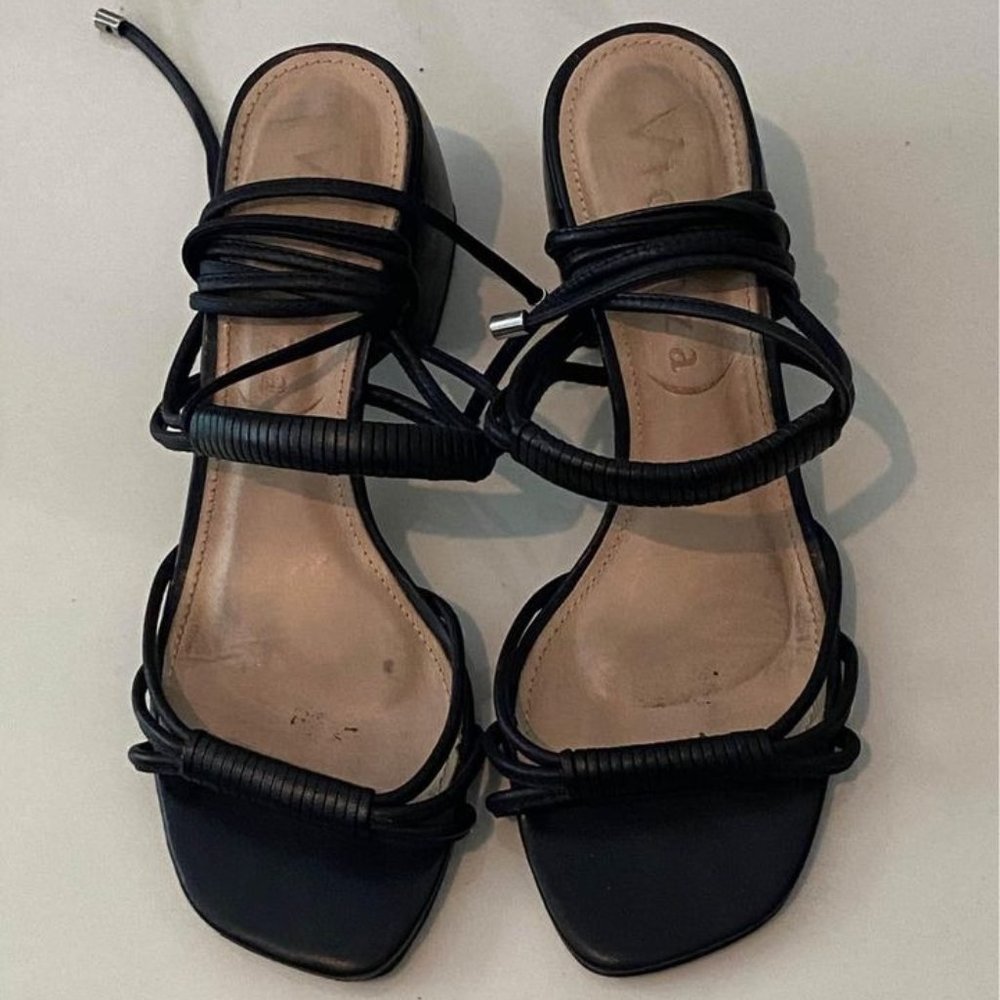 Free People - Strappy Block Heel Leather Sandals
